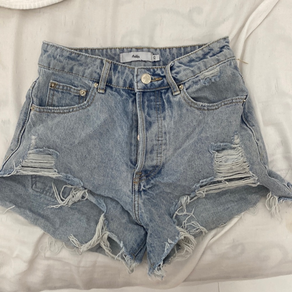 adika high rise jean shorts